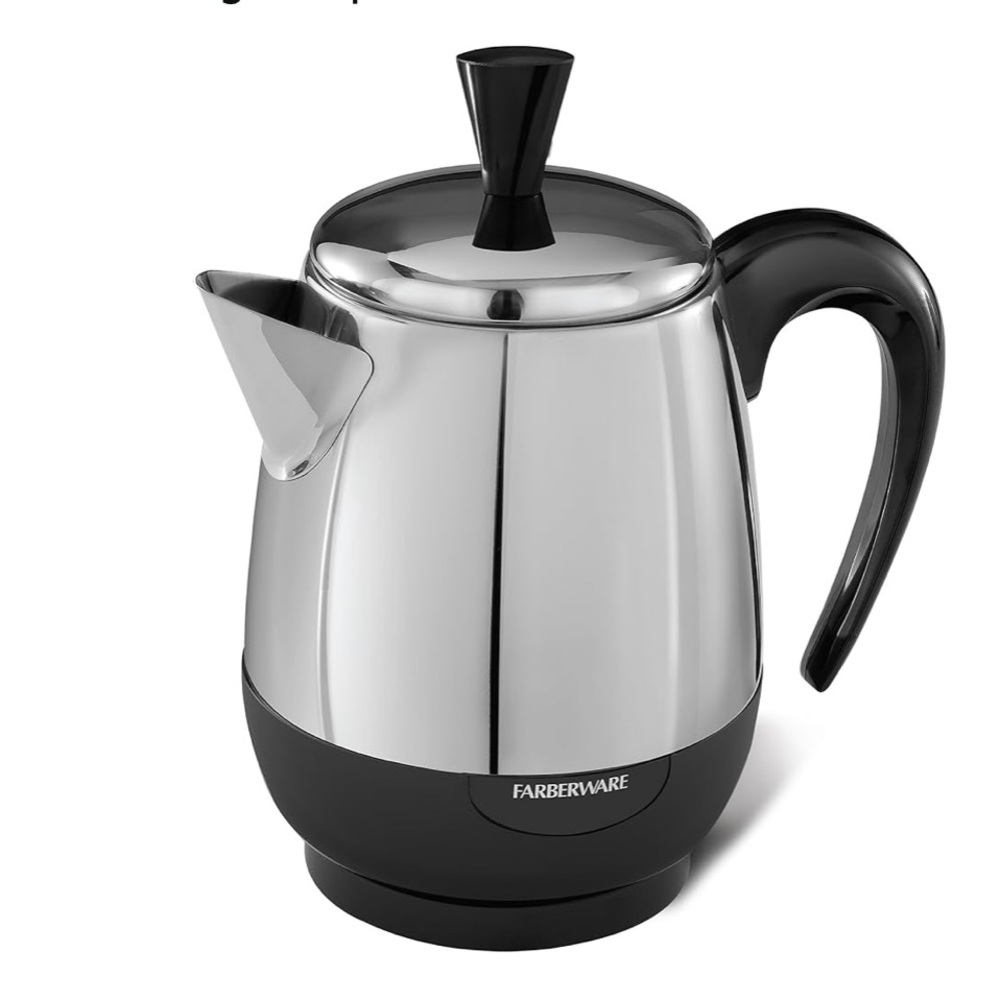 Farberware Electric Coffee Percolator Stainless Steel 4 Cup Black Silver